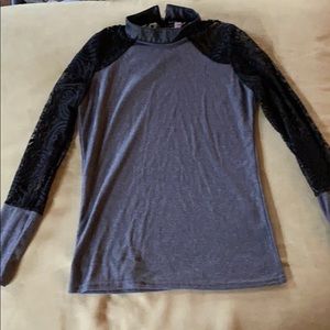 collared lace grey shirt